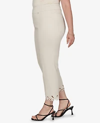 Ruby Rd. Plus Size Embroidered Cutout Denim Ankle Pants