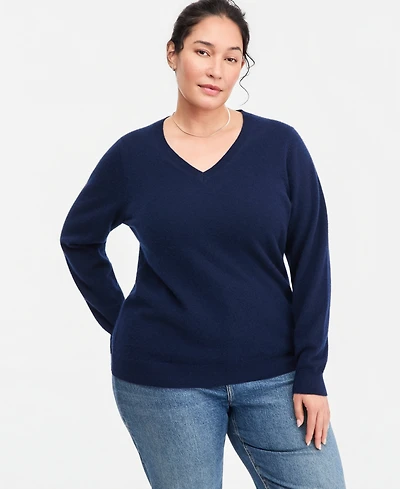 Charter Club Plus 100% Cashmere V-Neck Sweater, Macy's Exclusive