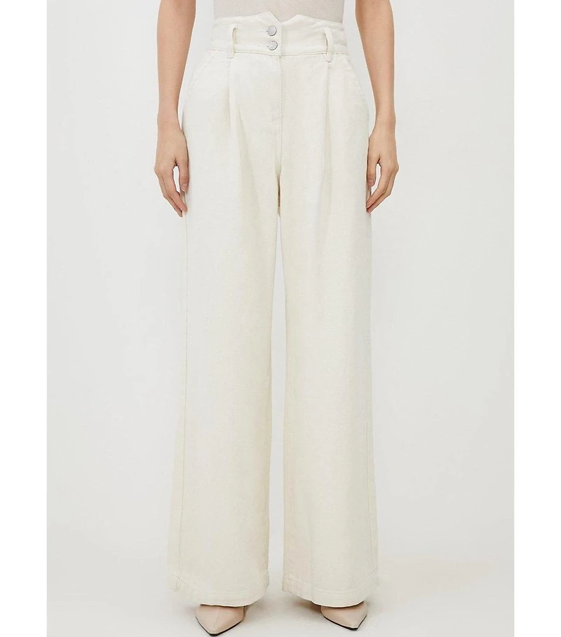 Karen Millen Women's High Waisted Denim Wide Leg Jeans