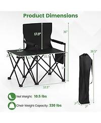 Yiortwo Oversized Camping Chair with Side Table, Cup Holder and Storage Pockets