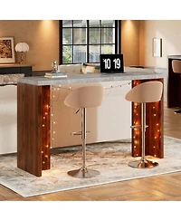 gaomon 55" counter height dining table with faux marble top and T-shaped legs, seats 4–6-ideal for kitchen, dining, or living spaces.