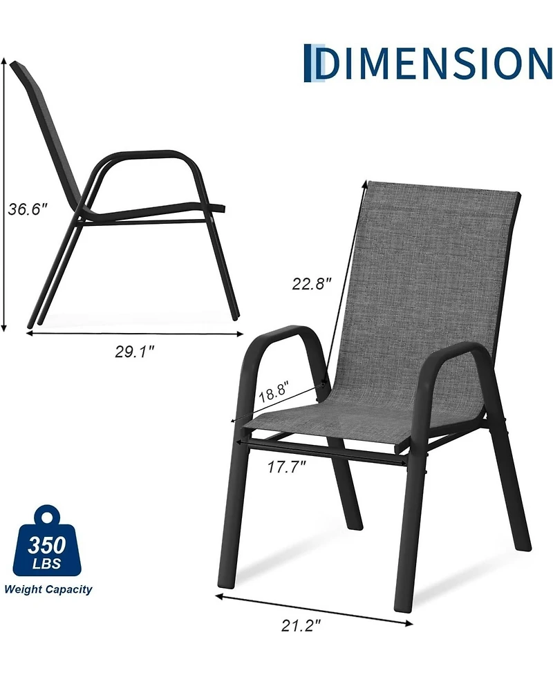 Xo Set of Outdoor Stackable Patio Chairs with High Back for Backyard Poolside Garden Balcony