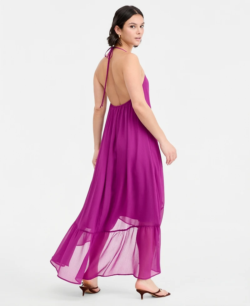 Bar Iii Women's Chiffon Halter High-Low Maxi Dress, Macy's Exclusive