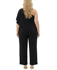 Ny Collection Plus Cape-Top Knit Jumpsuit