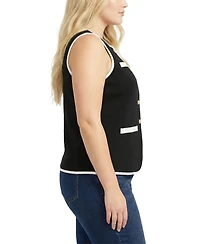 Ny Collection Plus Sleeveless Contrast-Edged Vest