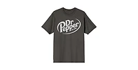 Dr. Pepper Men's White Logo Adult Charcoal Crew Neck Short Sleeve T-shirt