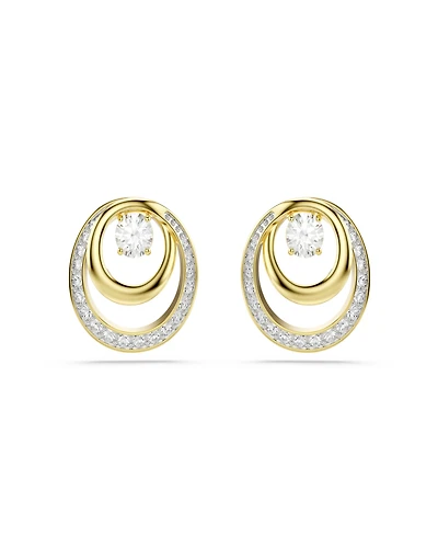 Swarovski Gold-Tone Plated Glittering Pave Stud Earrings