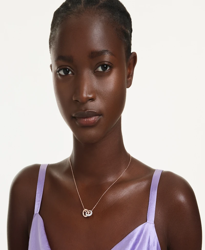 Swarovski Rose Gold-Tone Two Interlinked Tubular Ring Necklace