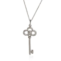 Pre-Owned Tiffany & Co White Gold Diamond Crown Key Pendant