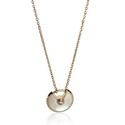 Pre-Owned Cartier Yellow Gold Mother Of Pearl and Diamond Extra Small Model Amulette Pendant