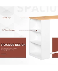 flynama Modern Counter Height Bar Table with 3 Storage Shelves
