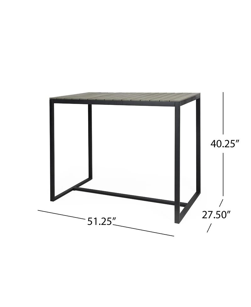 flynama Acacia Wood and Metal Industrial Outdoor Bar Table