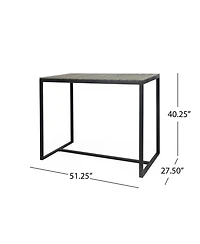 flynama Acacia Wood and Metal Industrial Outdoor Bar Table