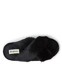 Dearfoams Women's Jessica Furry Cross Band Slide Slippers
