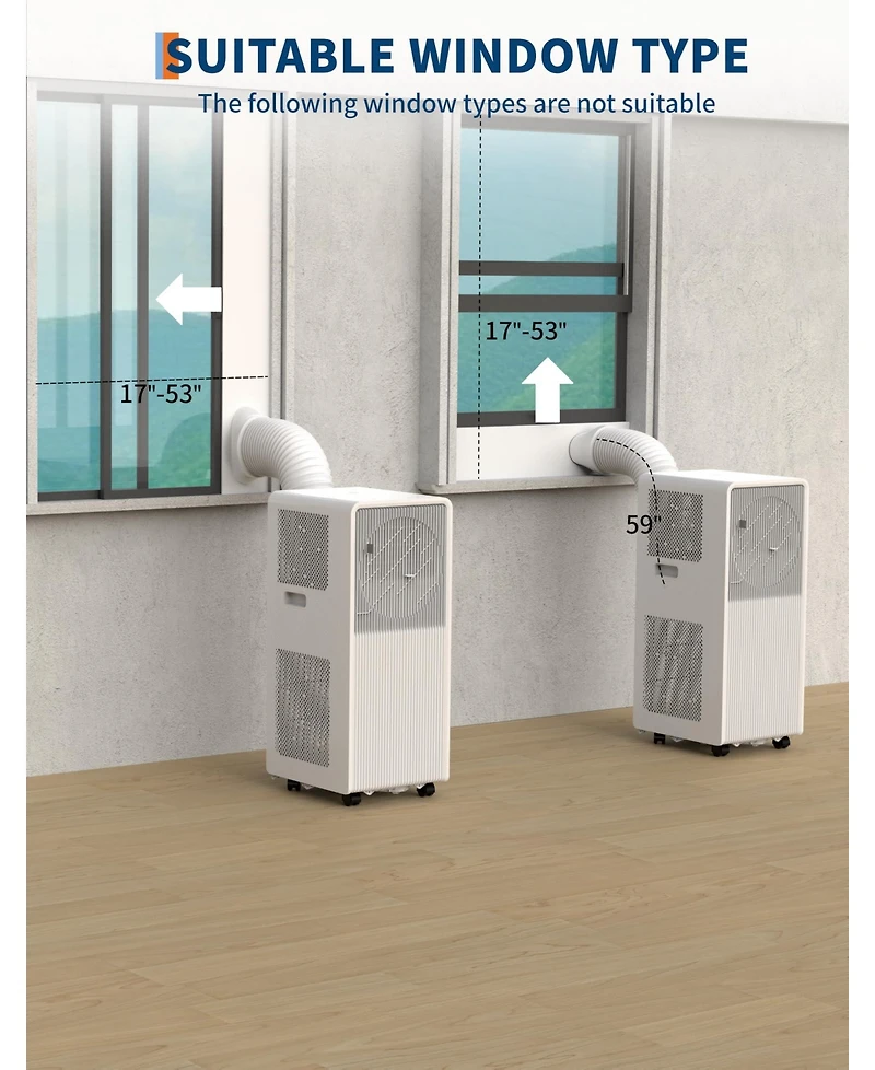 Xo 8,000 Btu Portable 3-in-1 Ac with Sleep Mode, Dimmed Display, 24-Hour Timer and Window Kit for Bedroom Up to 350 Sq. Ft
