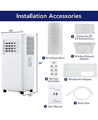 Xo 10,000 Btu Portable Ac, 3-in-1 Cooling, Dehumidifier and Fan, Auto Swing, Sleep Mode and 24-Hour Timer, Window Kit