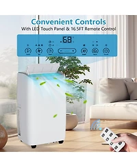 Xo 14,000 Btu Portable Ac, Led Touch Panel and Remote Control, Quiet 3-in-1 Cooling, Dehumidifier and Fan, 750 Sq. Ft