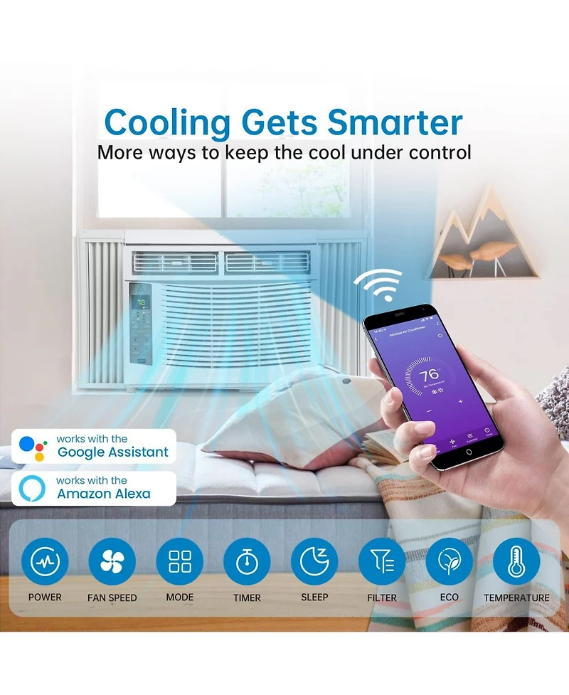 Xo 6000 Btu Window Ac Unit, Air Conditioner, 115V, Cools 350 Sq. Ft, WiFi App and Remote Control, Easy Install