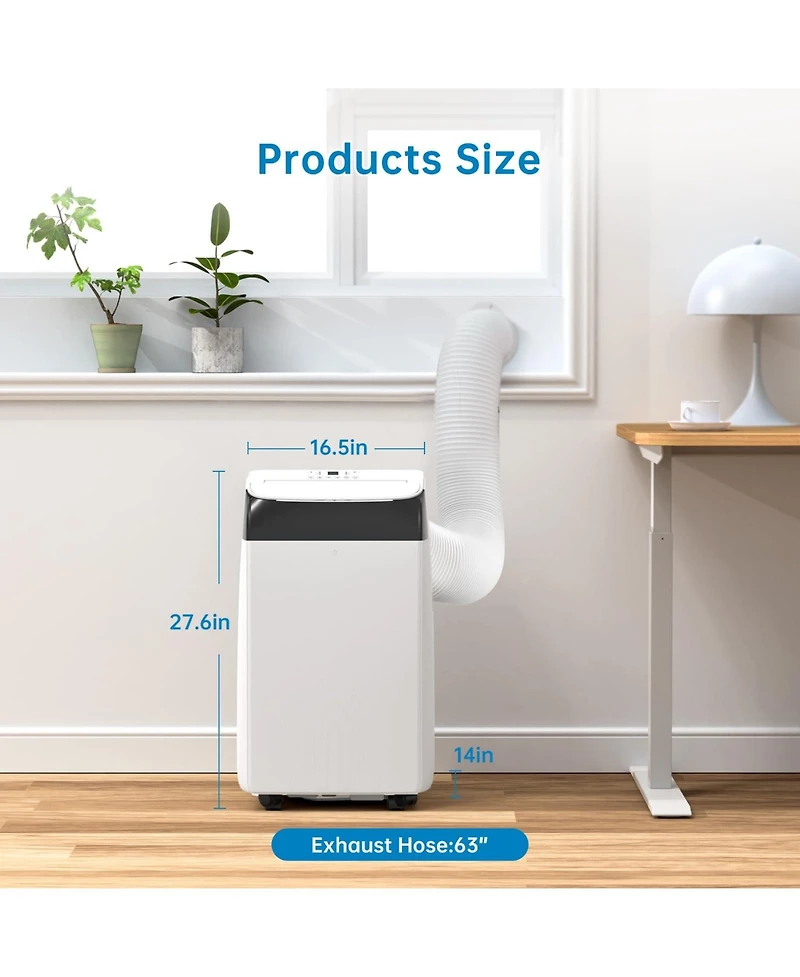 Xo 12,000 Btu Portable Ac for Up to 550 Sq. Ft. with Cooling, Fan and Dehumidifying, Remote, Backlit Led Panel, 24H Timer