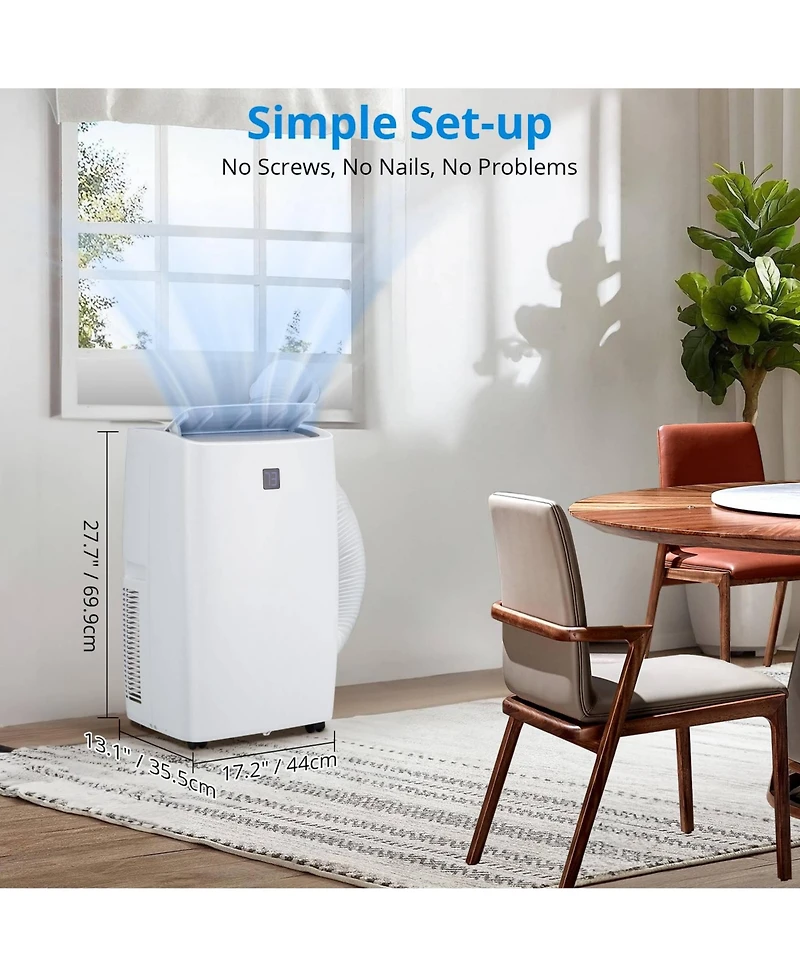 Xo 12,000 Btu Portable Ac, 3-in-1 Cooling, Fan and Dehumidifying, Remote Control, Timer, Window Kit, Wheels and Handles