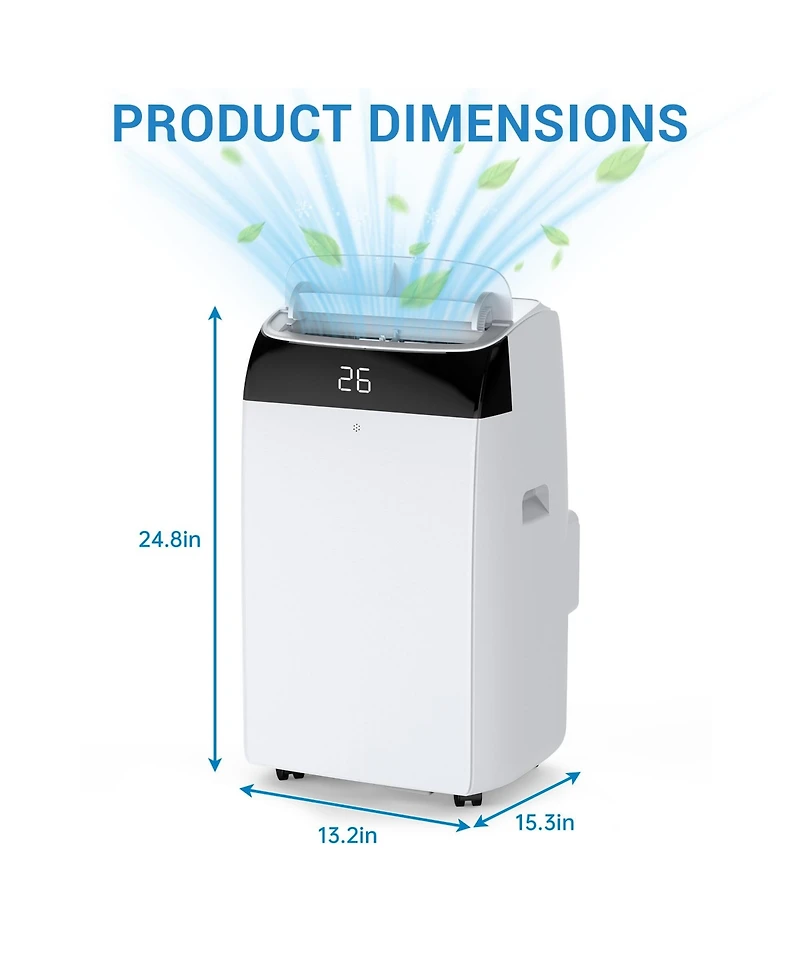 Xo 12,000 Btu Portable Air Conditioner with 3-in-1 Cooling, Fan and Dehumidifier, Led Display, Remote and Window Kit