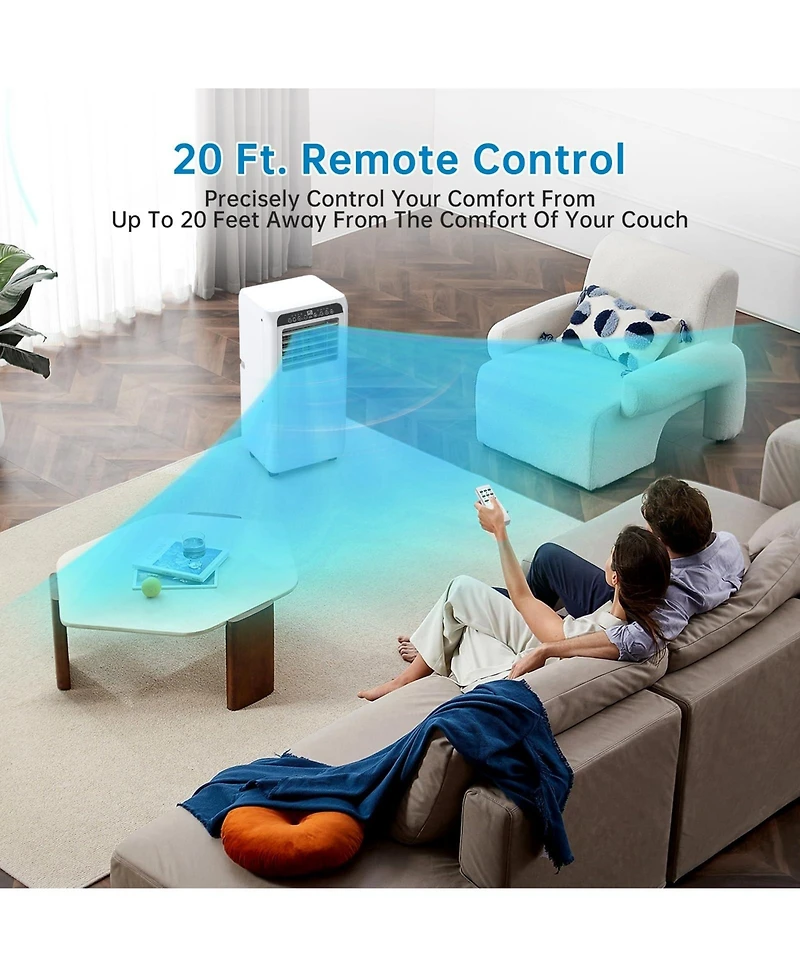 Xo Portable 8000 Btu Air Conditioner with Remote, Energy Efficient and Quiet Operation for Rooms Up to 350 Sq.Ft, 24H Timer