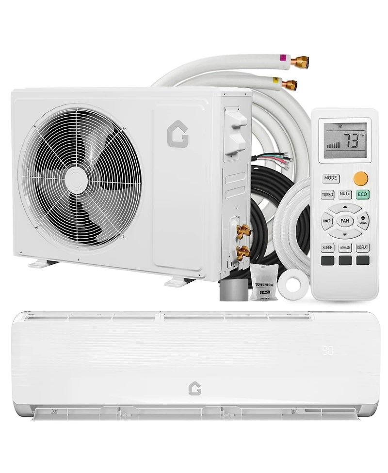 Xo 9000 Btu Mini Split Ac/Heat Pump, 19 SEER2 Inverter 6-in-1 Ductless System, Cools 450 Sq. Ft, Installation Kit, 115V