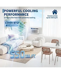Xo 12000 Btu Window Ac Unit, Remote Control Air Conditioner, 3 Speeds, Quiet, Easy Install