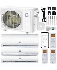 Xo 35000 Btu 3-Zone Mini Split Ac and Heat Pump, 9k+12k+18k, 19 SEER2, WiFi Alexa, Pre-Charged, 230V