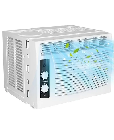 Xo 2-in-1 5000 Btu Quiet Efficient Window Air Conditioner for Bedroom, Office, Living Room, Quick Install Kit