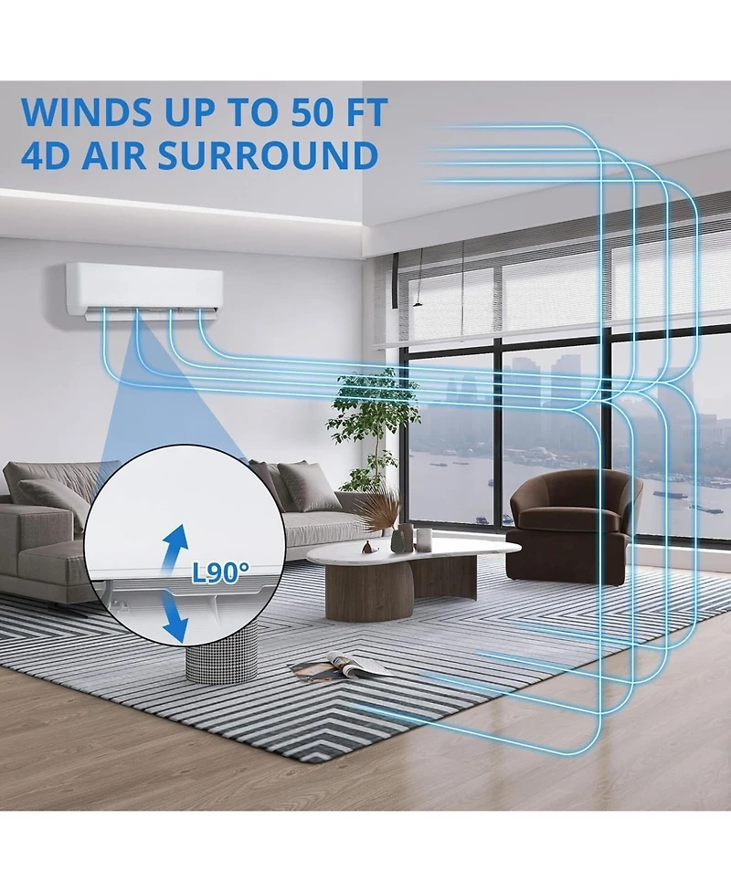 Xo 23 SEER2 208-230V Wall-Mounted Ductless Ac Unit, 18000BTU Mini Split Air Conditioner with Heater Cools Rooms Up to 1250 Sq. Ft.