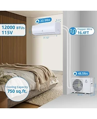 Xo 12000 Btu 21 SEER2 Wall-Mounted Mini Split Air Conditioner, with Heat Pump and Installation Kits, 115V