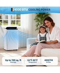 Xo 3-in-1 14,000 Btu Portable Air Conditioner with Cooling Dehumidifier and Fan, Remote Control for Rooms Up to 700 Sq. Ft.