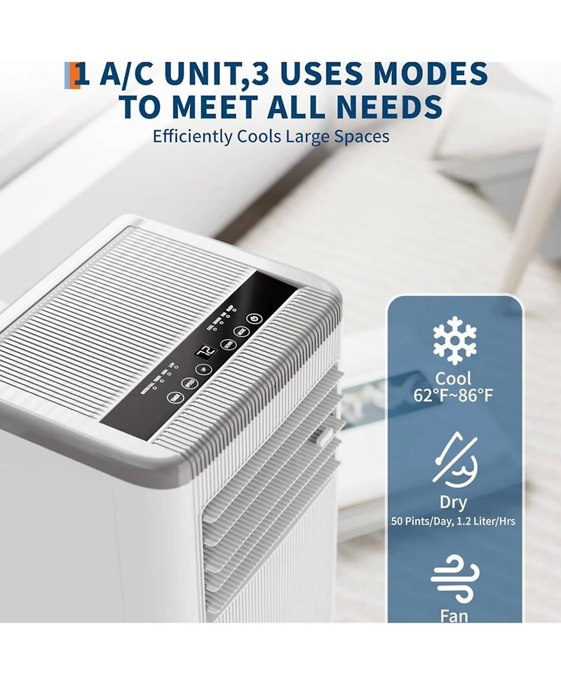 Xo 10,000 Btu Portable Air Conditioner with Heating, Fan and Dehumidifier Quiet Operation, Cools up to 450 Sq. Ft.