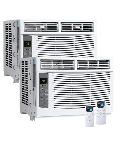 Xo 2 Pack 6000 Btu Smart Window Ac, WiFi and App Control, Quiet 50 dB, Cools 250 Sq. Ft, Remote, Easy Install