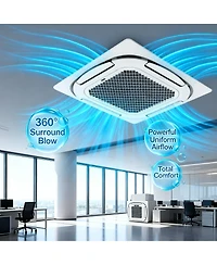 Xo 9000 Btu Ceiling Cassette Mini Split Ac and Heat Pump, 23 SEER2, 230V, WiFi, 360degree(s) Airflow, 25FT Install Kit