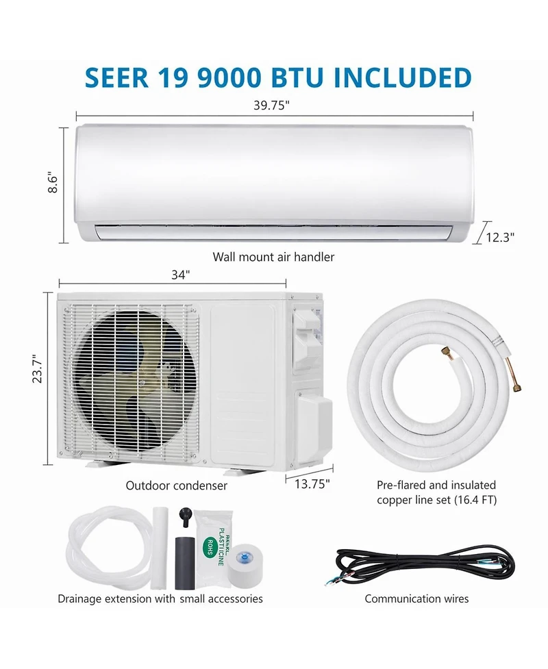 Xo 21 SEER2 18000 Btu Mini Split Ac and Heat Pump, Cools/Heats Up to 1000 Square.feet