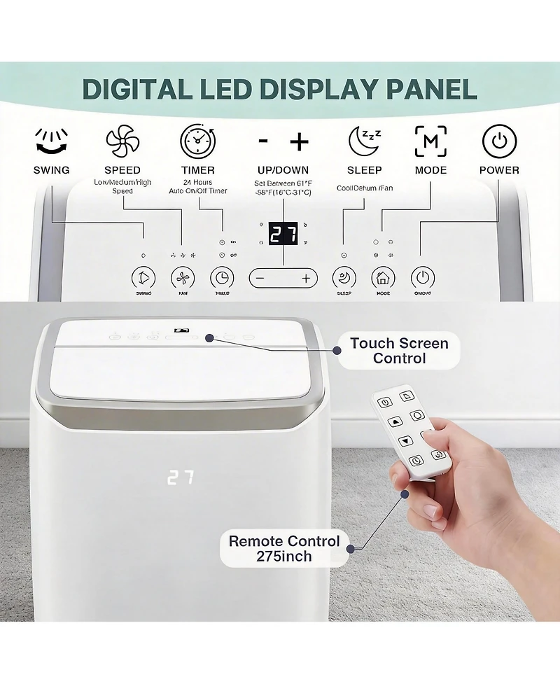 Xo 12,000 Btu Portable Air Conditioner, Cools up to 550 sq. ft., with Remote Control