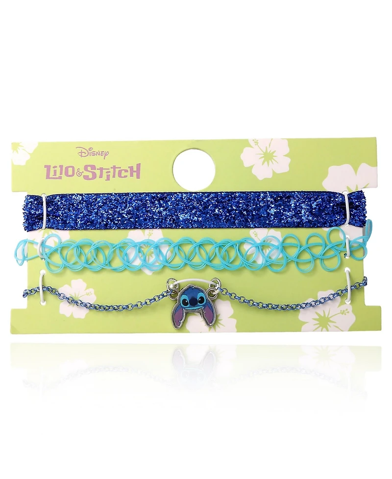 Disney Lilo & Stitch Necklace Trio - 3-Piece Choker Necklace Set with 1 Stretch Necklace and 2 12"+3" Necklaces