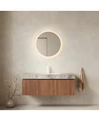 Sillysis Wall Mounted Bathroom Vanity, Luxury Sintered Stone Countertop, Undermount Ceramic Sink, Soft Close Storage Cabinet