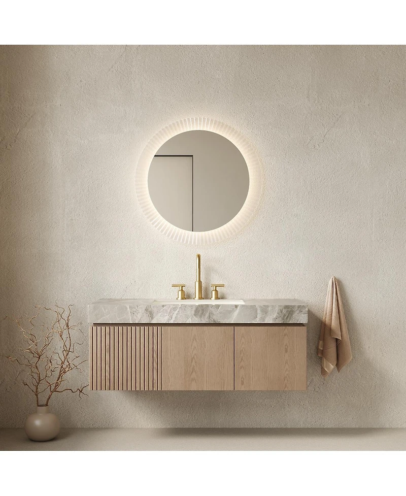 Sillysis Inches Wall Mount Bathroom Vanity with Sintered Stone Top, Ceramic Undermount Sink, Soft Close Storage Cabinet