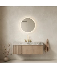 Sillysis Inches Wall Mount Bathroom Vanity with Sintered Stone Top, Ceramic Undermount Sink, Soft Close Storage Cabinet