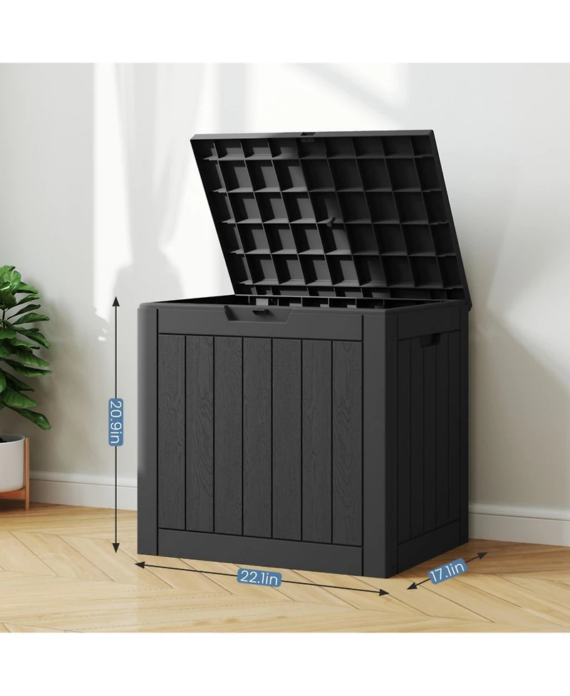 Yiortwo 31 Gallon Lockable Deck Box, Waterproof Resin Outdoor Storage with Lid
