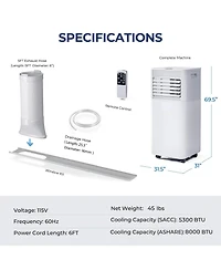 Ecooso 8000 Btu(Ashrae) 3-in-1 Air Cooler with Dehumidifier and Fan Mode
