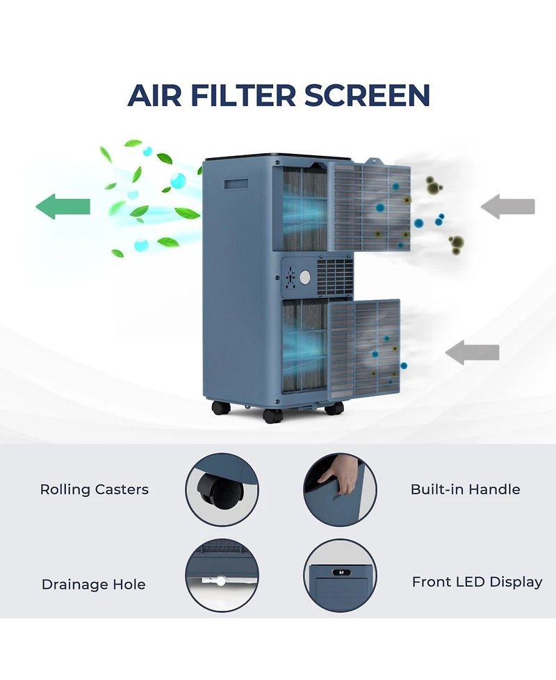 Ecooso 8000 Btu(Ashrae) 3-in-1 Portable Air Conditioner with Remote Control