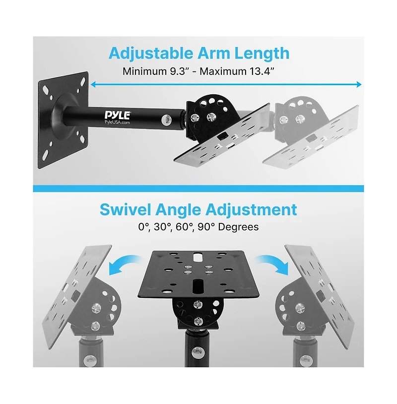 Pyle Dual Wall/Ceiling Speaker Mounts with Adjustable Swivel Tilt, Pair