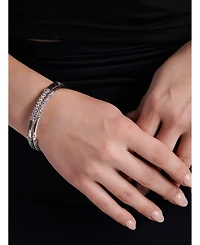 Devata Bamboo Slide-on Bangle Bracelet Sterling Silver and 18K Gold Accents