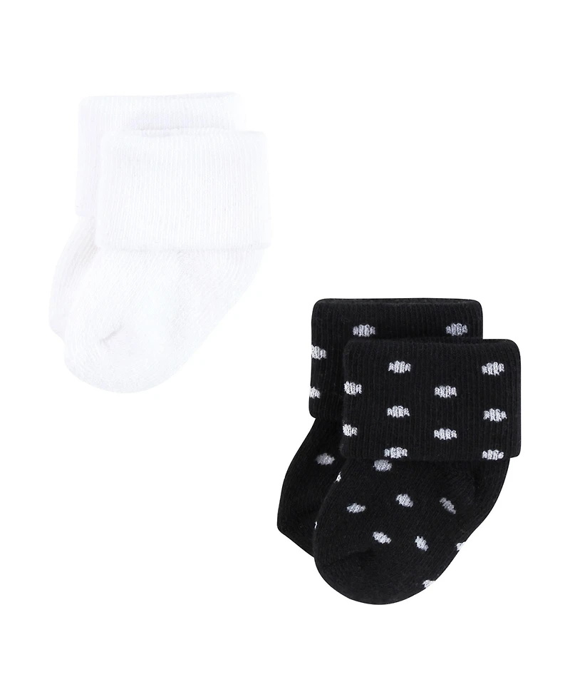 Hudson Baby Girls Cotton Rich Newborn and Terry Socks 8-Pack