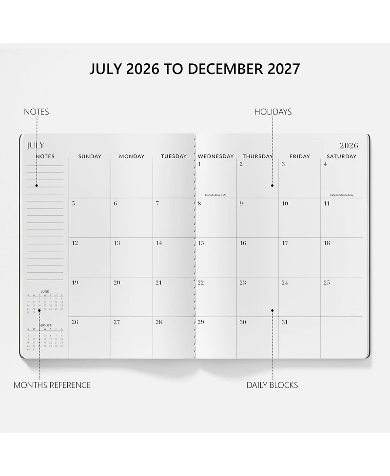 Gnuadz Monthly Planner 2026-2027 18 Months Stitched Soft Cover