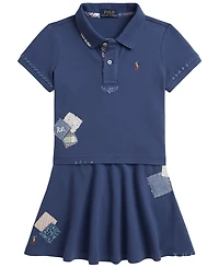 Polo Ralph Lauren Girls' 2T-6X Short-Sleeve Shirt and Skirt, 2-Piece Set